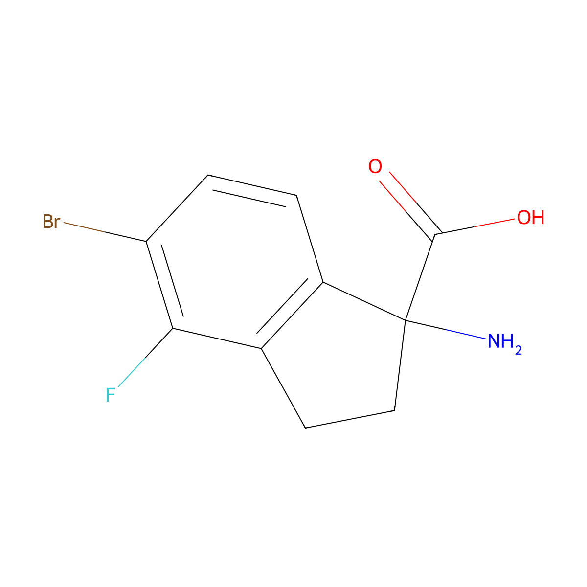 1-Amino-5-bromo-4-fluoro-2,3-dihydro-1H-indene-1-carboxylic acid molecular structure, CAS 1270463-74-5