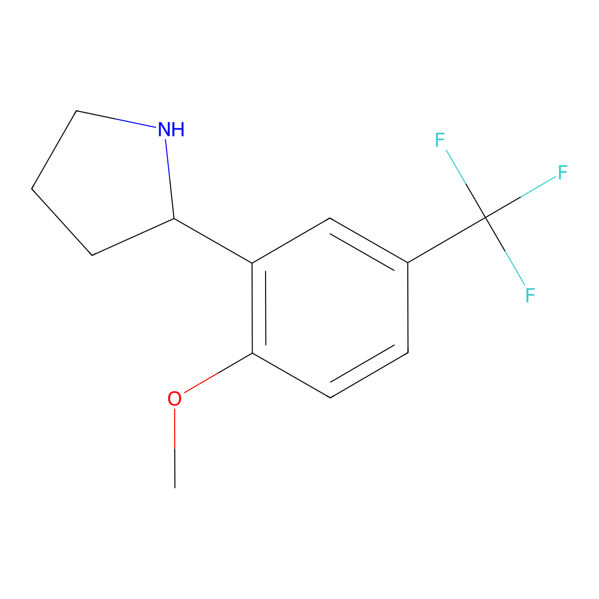 2-[2-Methoxy-5-(trifluoromethyl)phenyl]pyrrolidine molecular structure, CAS 1270465-68-3