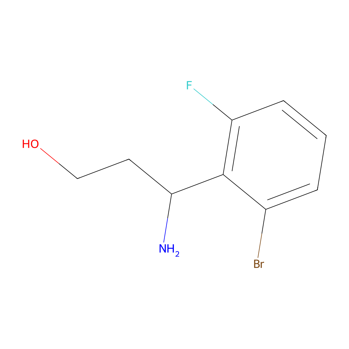 3-Amino-3-(2-bromo-6-fluorophenyl)propan-1-ol molecular structure, CAS 1270470-23-9