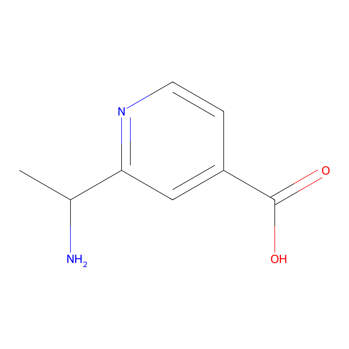 2-(1-Aminoethyl)pyridine-4-carboxylic acid molecular structure, CAS 1270471-51-6