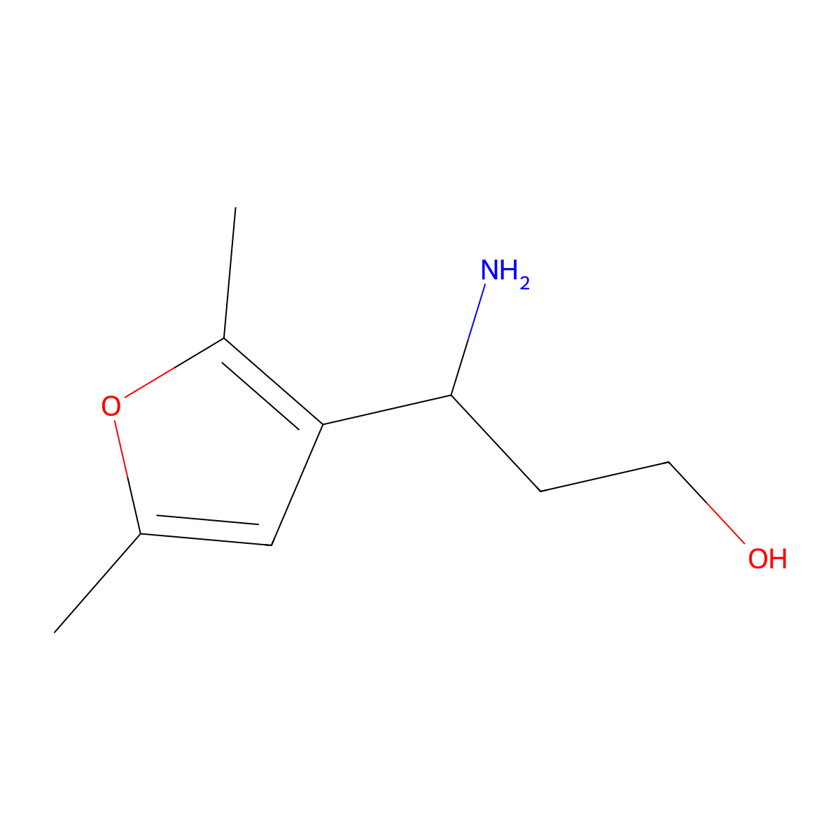 3-Amino-3-(2,5-dimethylfuran-3-yl)propan-1-ol molecular structure, CAS 1270471-94-7