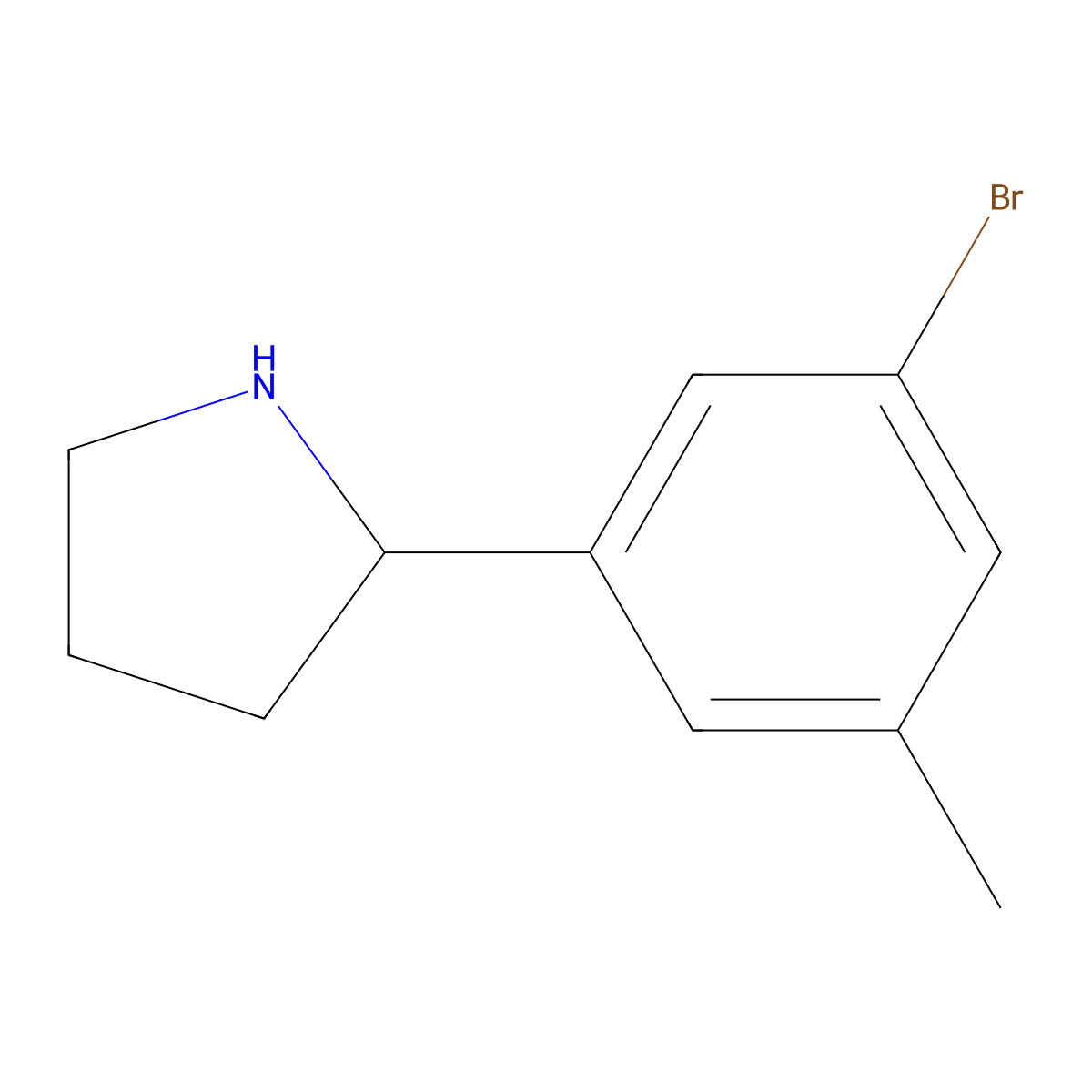 2-(3-Bromo-5-methylphenyl)pyrrolidine molecular structure, CAS 1270473-41-0