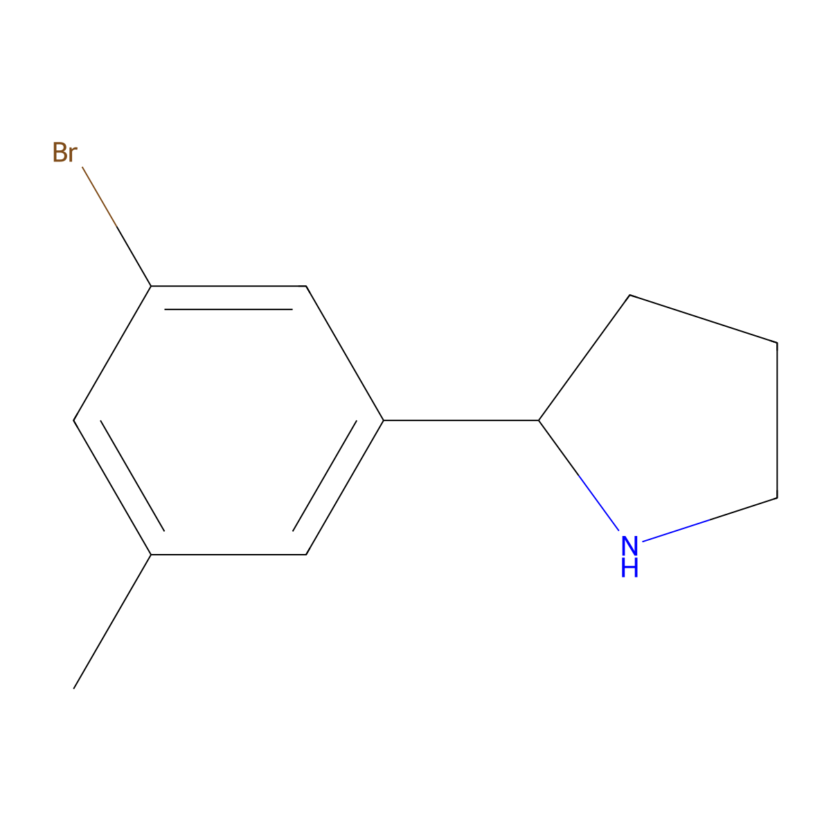 2-(3-Bromo-5-methylphenyl)pyrrolidine molecular structure, CAS 1270473-41-0