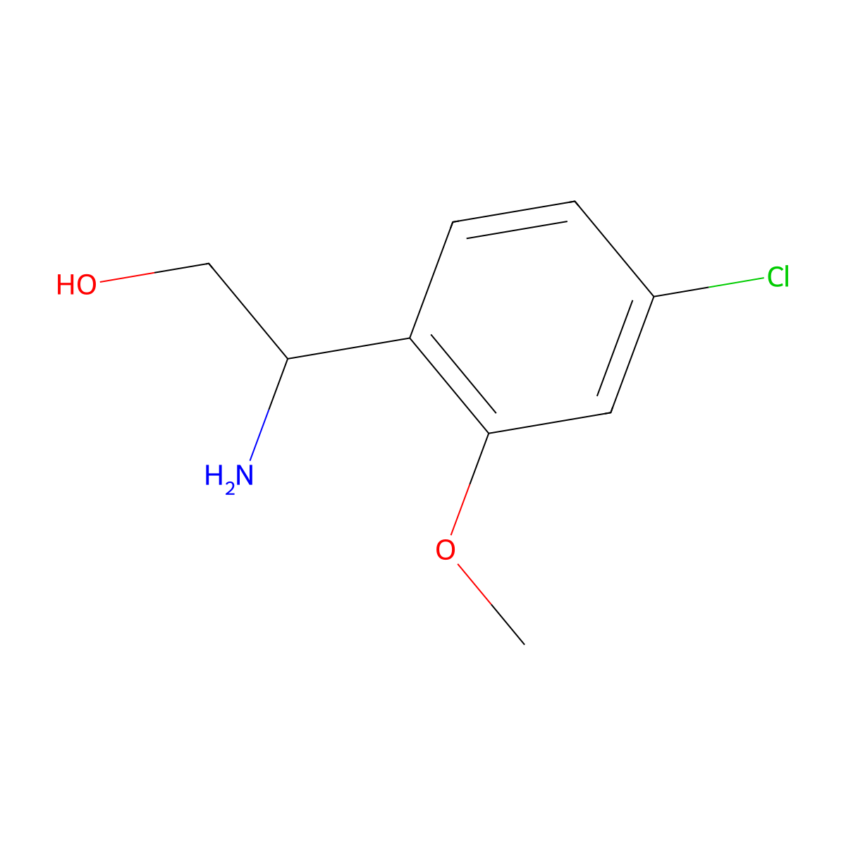 2-Amino-2-(4-chloro-2-methoxyphenyl)ethan-1-ol molecular structure, CAS 1270475-11-0