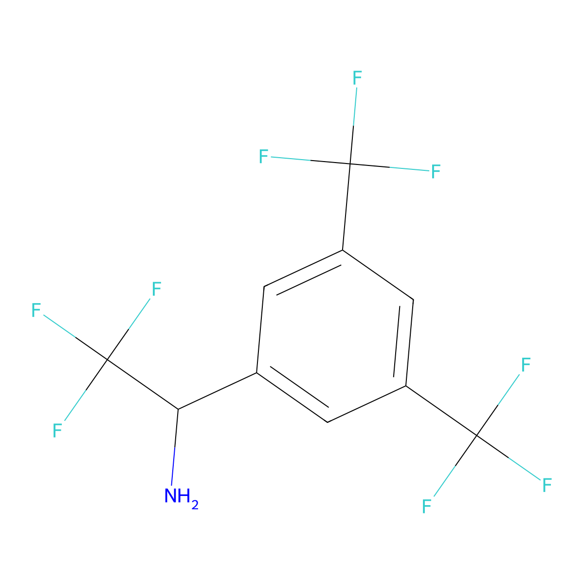 1-[3,5-Bis(trifluoromethyl)phenyl]-2,2,2-trifluoroethan-1-amine molecular structure, CAS 1270476-21-5