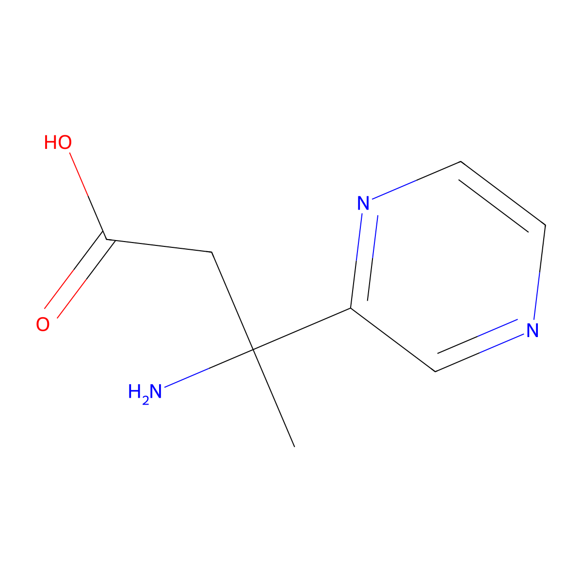 3-Amino-3-(pyrazin-2-yl)butanoic acid molecular structure, CAS 1270477-92-3