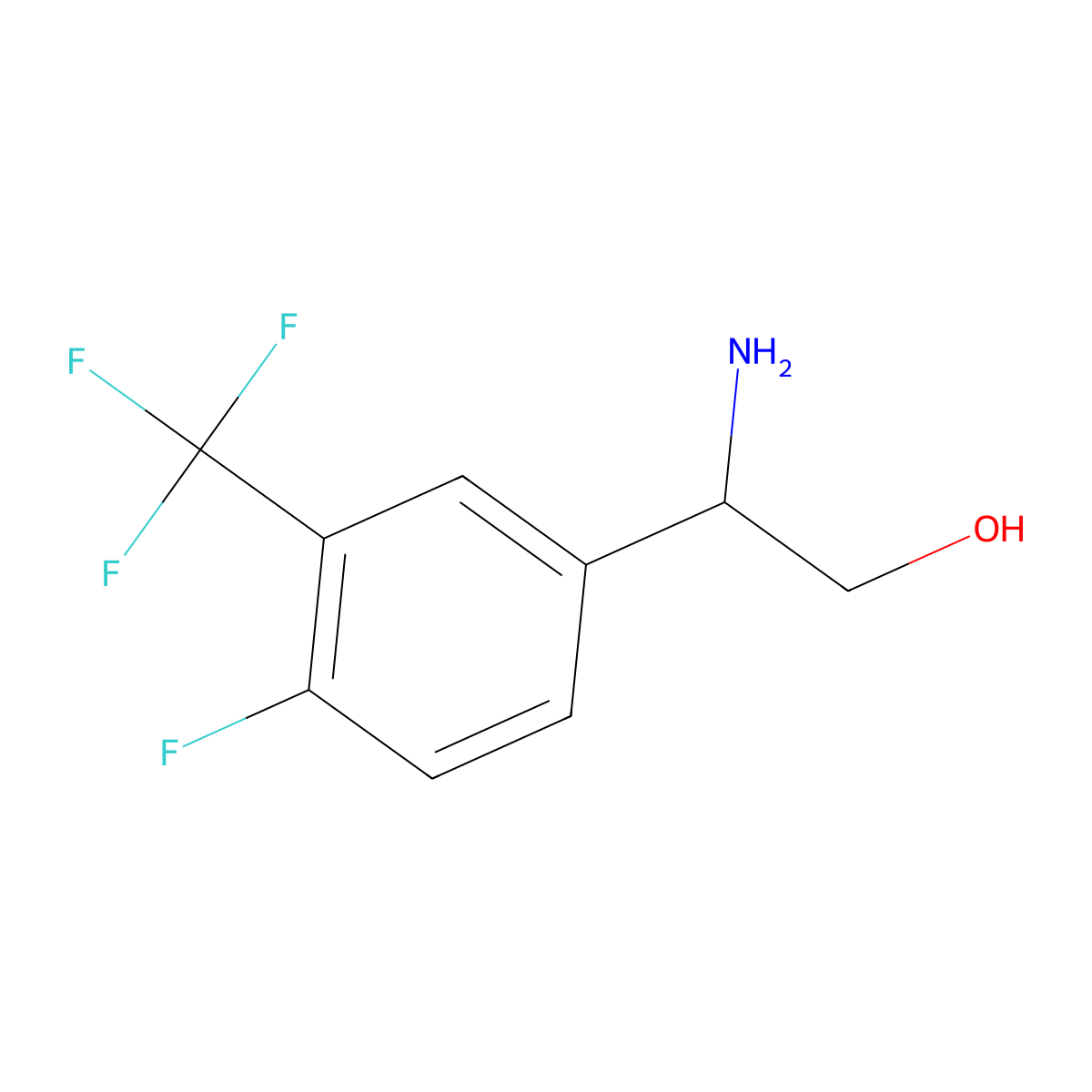 2-Amino-2-(4-fluoro-3-(trifluoromethyl)phenyl)ethan-1-OL molecular structure, CAS 1270478-70-0
