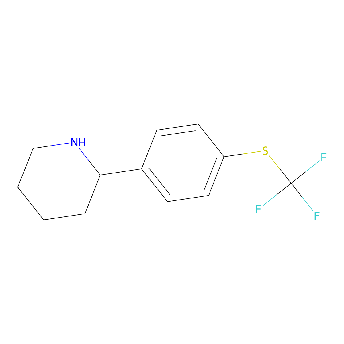 2-{4-[(Trifluoromethyl)sulfanyl]phenyl}piperidine molecular structure, CAS 1270479-75-8