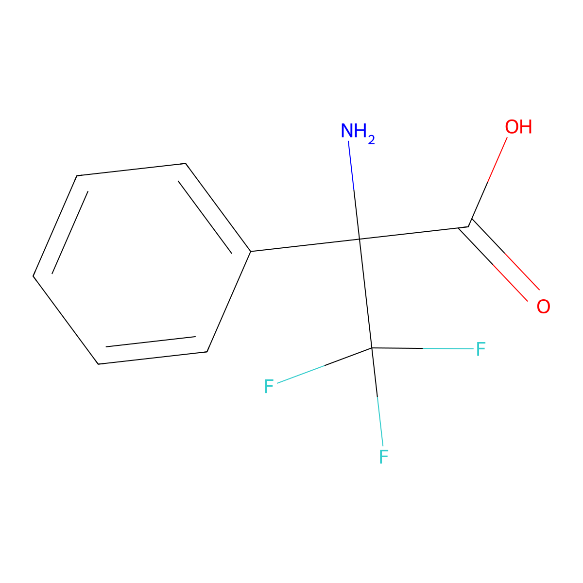 2-Amino-3,3,3-trifluoro-2-phenylpropanoic acid molecular structure, CAS 127048-25-3