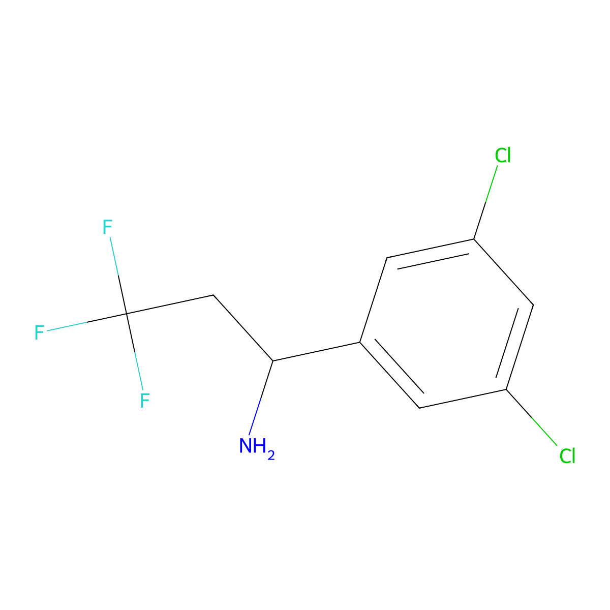 1-(3,5-Dichlorophenyl)-3,3,3-trifluoropropan-1-amine molecular structure, CAS 1270480-19-7