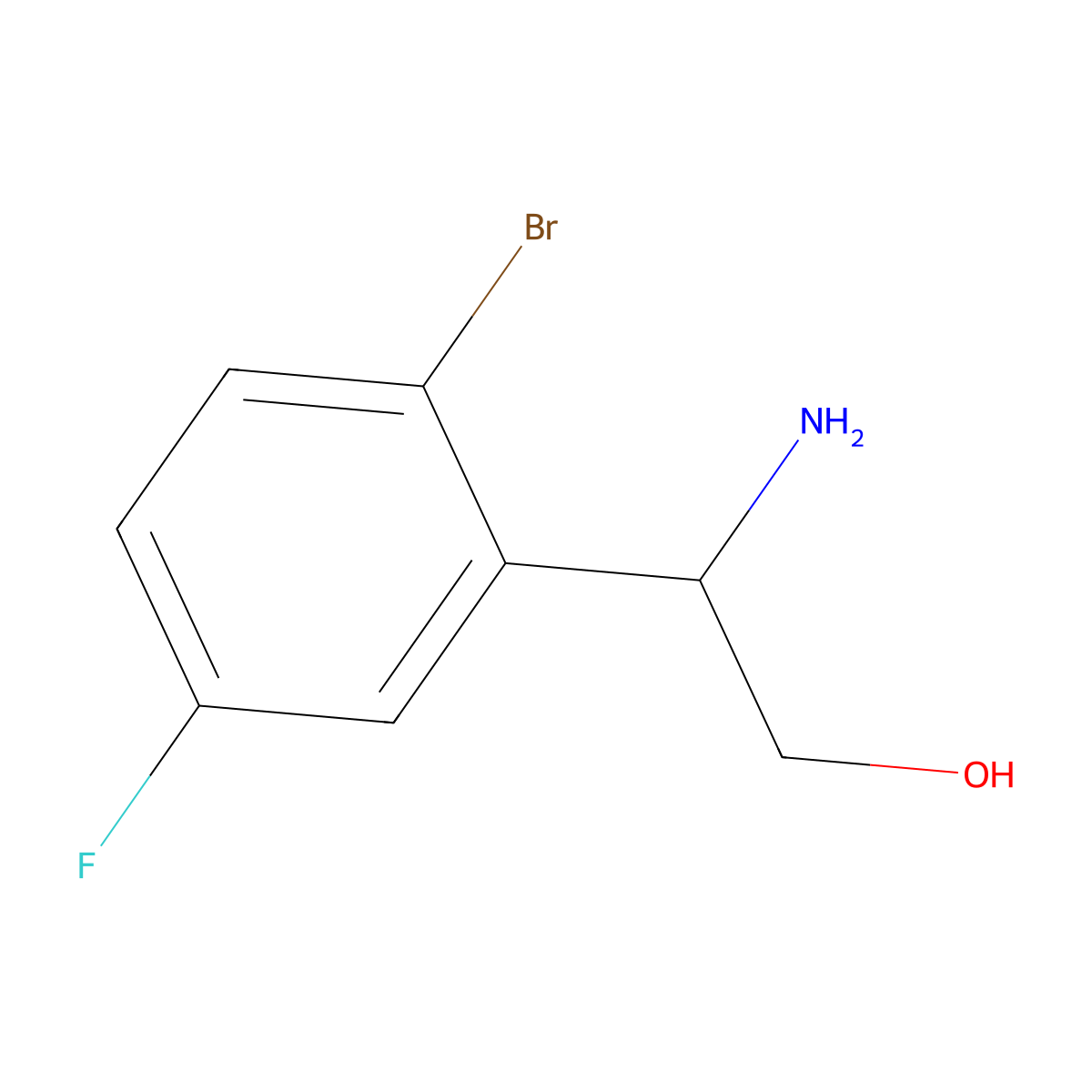 2-Amino-2-(2-bromo-5-fluorophenyl)ethan-1-ol molecular structure, CAS 1270483-05-0