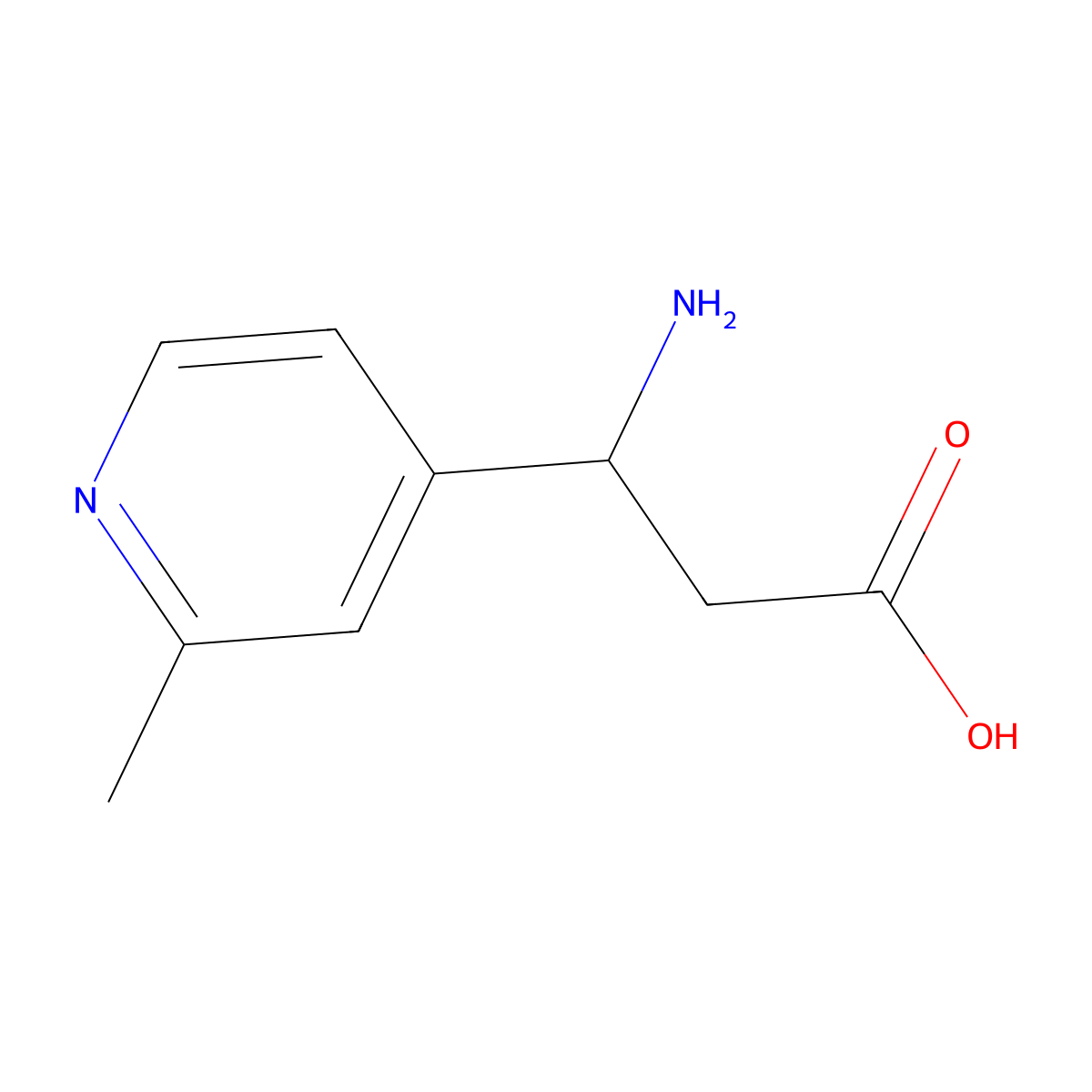 3-Amino-3-(2-methylpyridin-4-yl)propanoic acid molecular structure, CAS 1270484-90-6