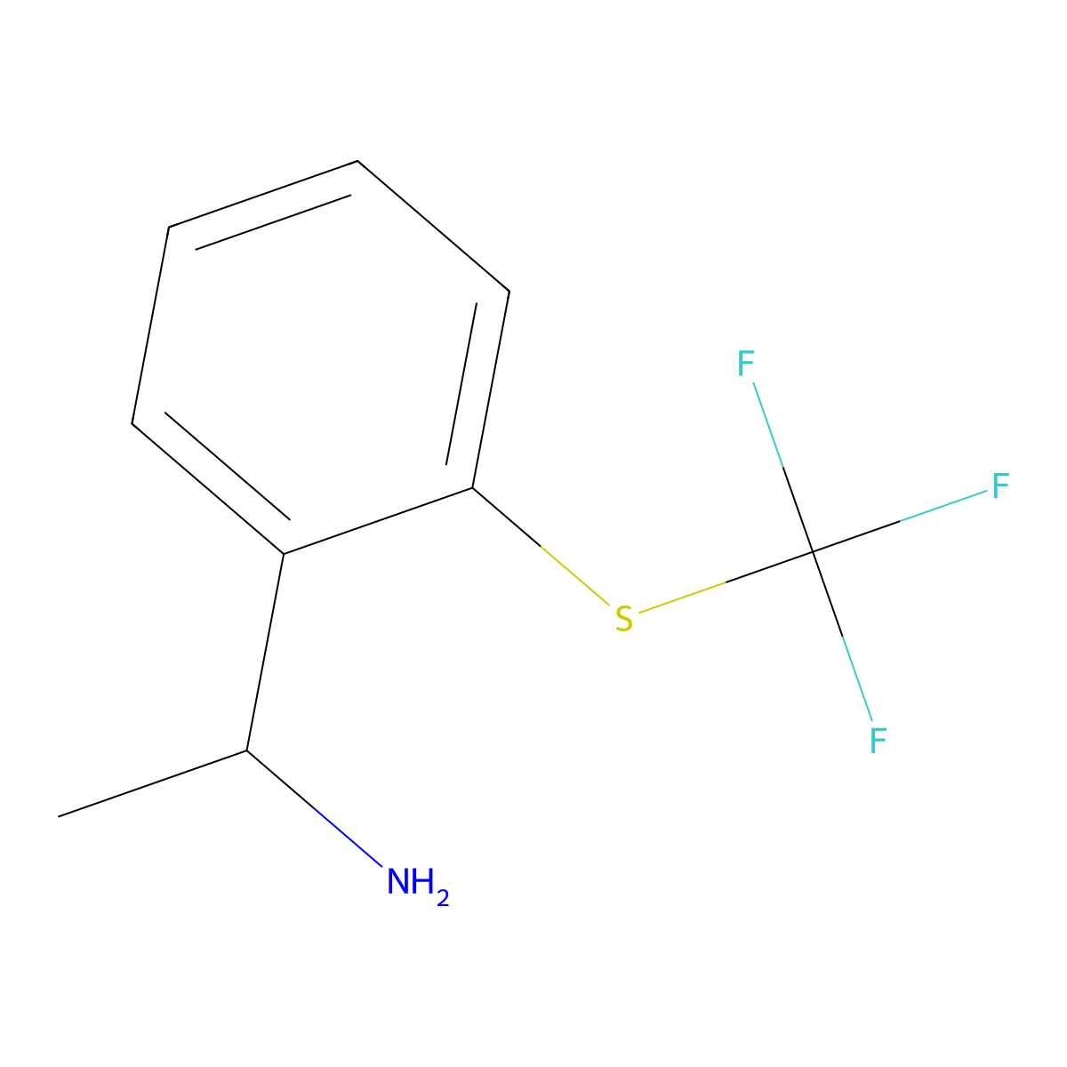 1-{2-[(Trifluoromethyl)sulfanyl]phenyl}ethan-1-amine molecular structure, CAS 1270488-22-6