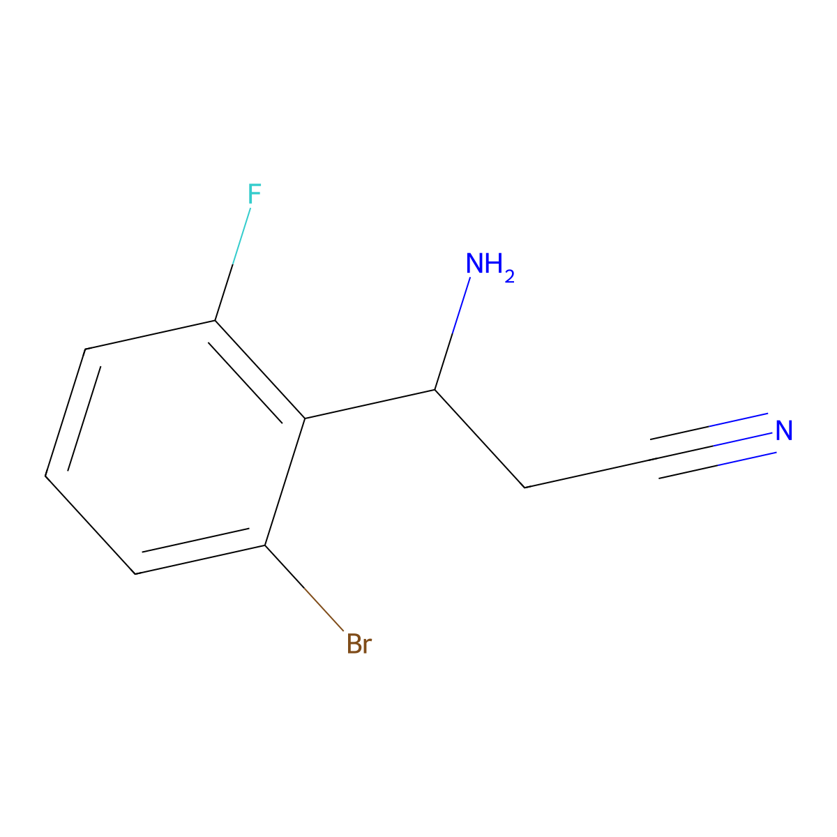 3-Amino-3-(2-bromo-6-fluorophenyl)propanenitrile molecular structure, CAS 1270489-27-4