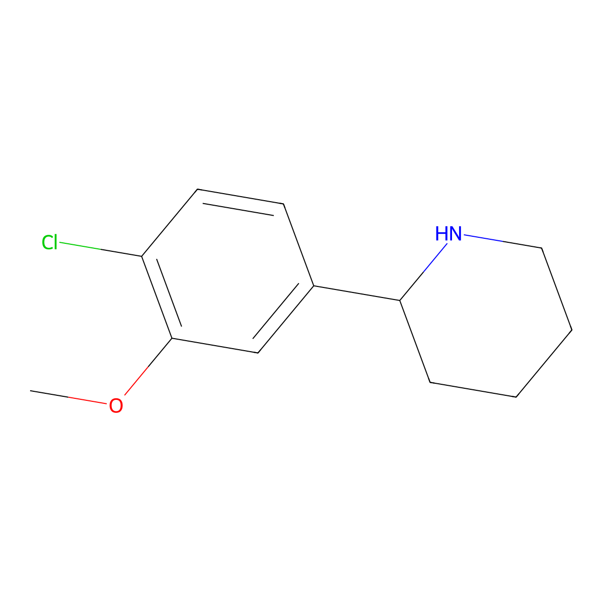 2-(4-Chloro-3-methoxyphenyl)piperidine molecular structure, CAS 1270489-47-8
