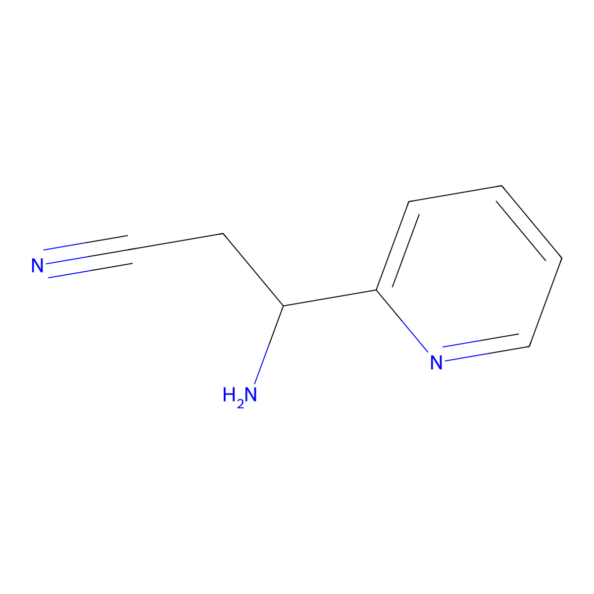 3-Amino-3-(pyridin-2-YL)propanenitrile molecular structure, CAS 1270489-77-4