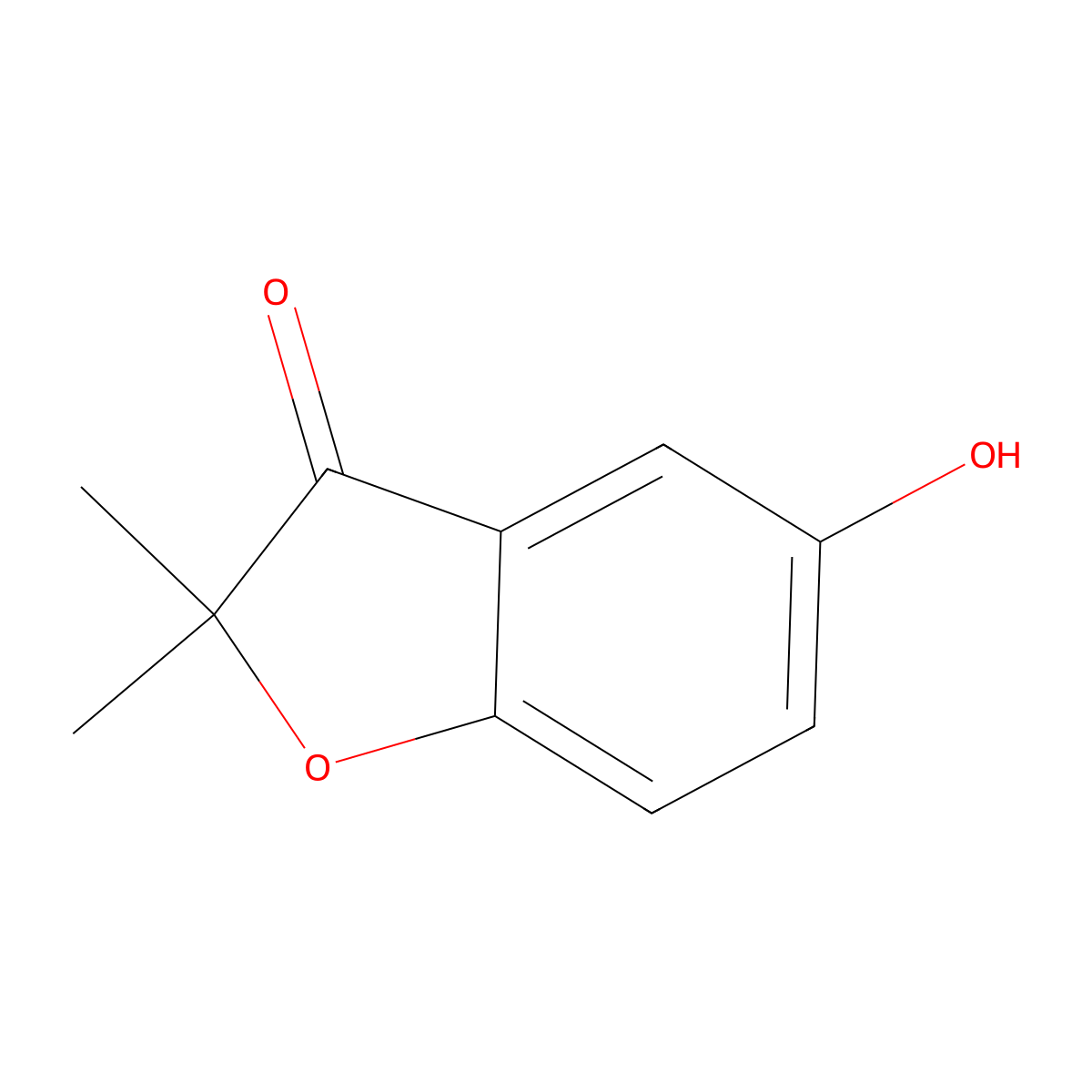 5-Hydroxy-2,2-dimethyl-2,3-dihydro-1-benzofuran-3-one molecular structure, CAS 127049-37-0
