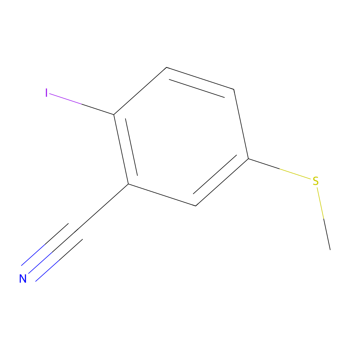 2-Iodo-5-(methylsulfanyl)benzonitrile molecular structure, CAS 127049-97-2