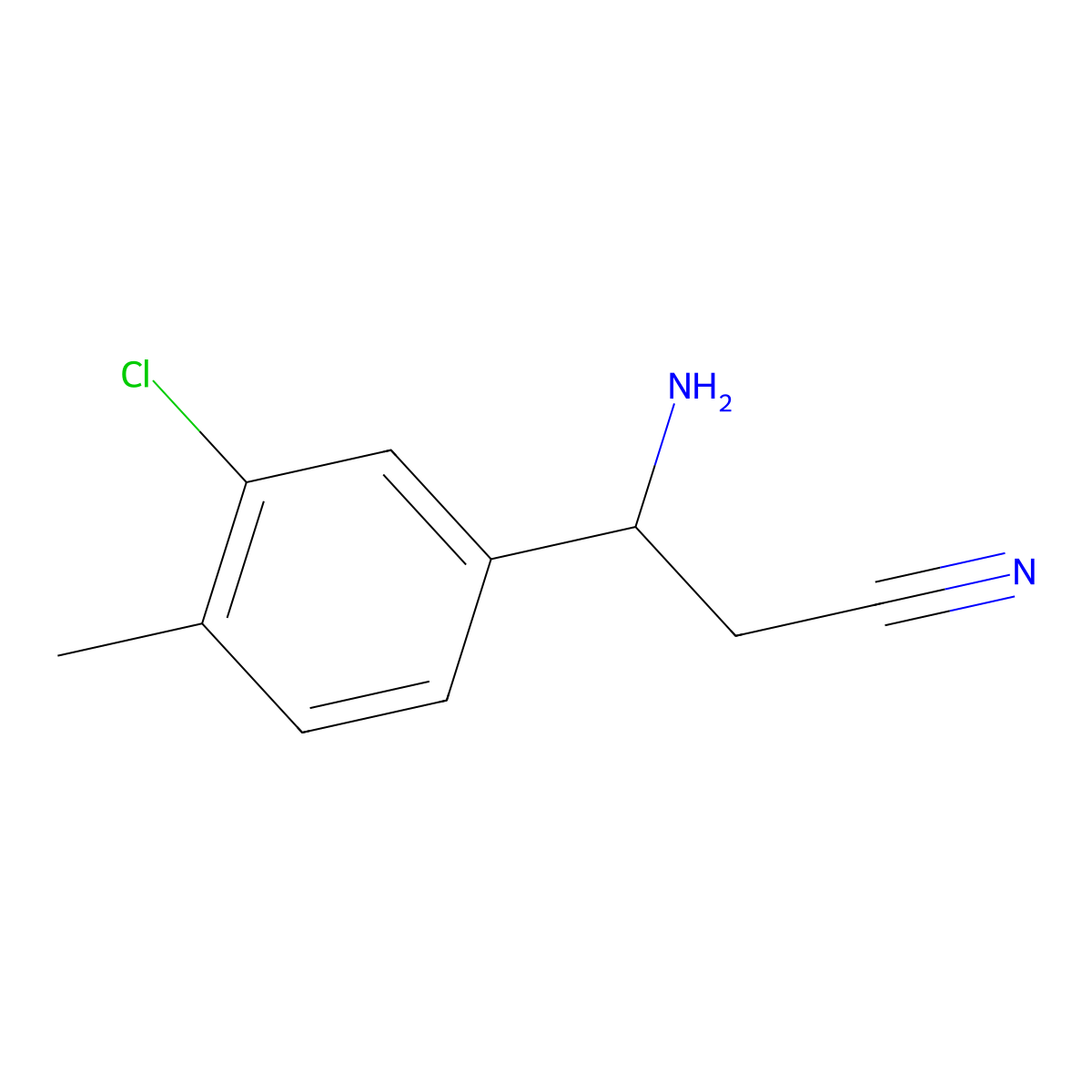 3-Amino-3-(3-chloro-4-methylphenyl)propanenitrile molecular structure, CAS 1270490-87-3