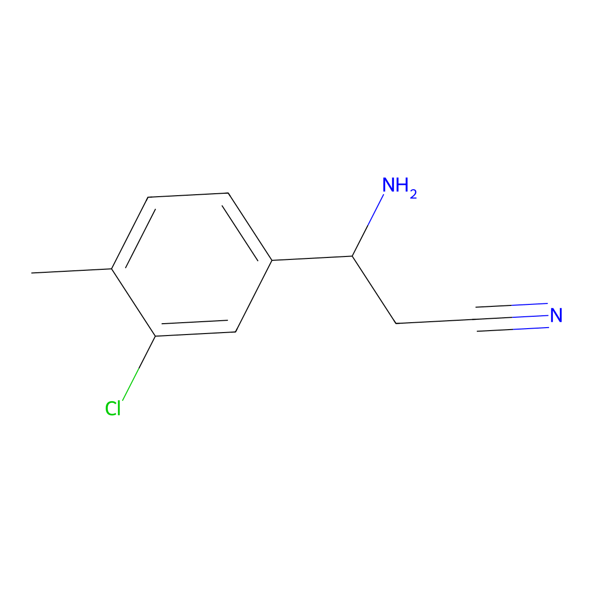 3-Amino-3-(3-chloro-4-methylphenyl)propanenitrile molecular structure, CAS 1270490-87-3