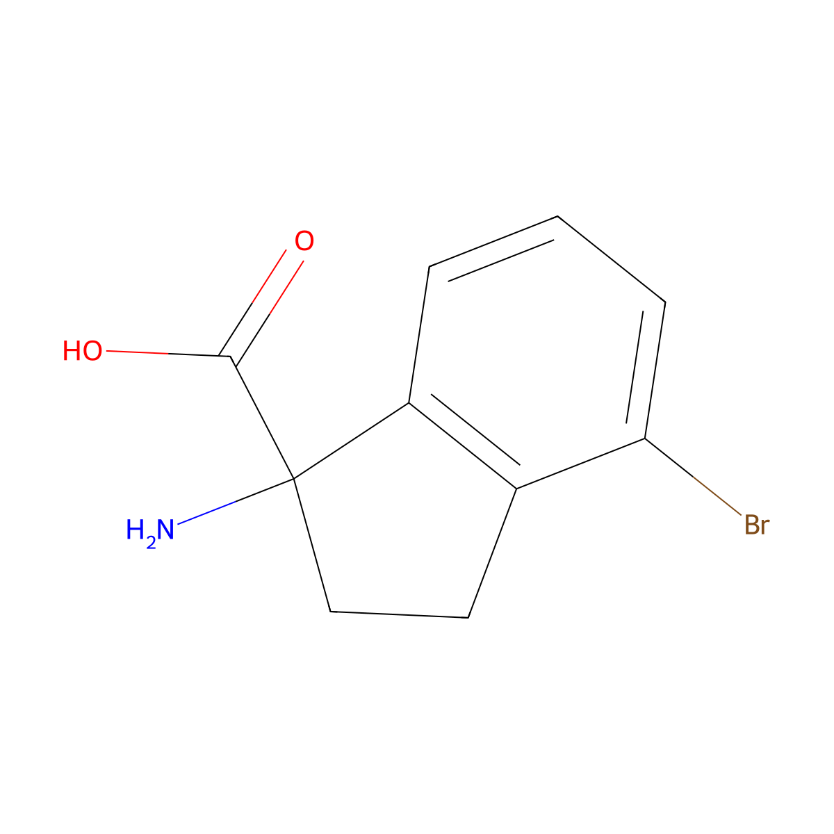 1-Amino-4-bromo-2,3-dihydro-1H-indene-1-carboxylic acid molecular structure, CAS 1270497-10-3