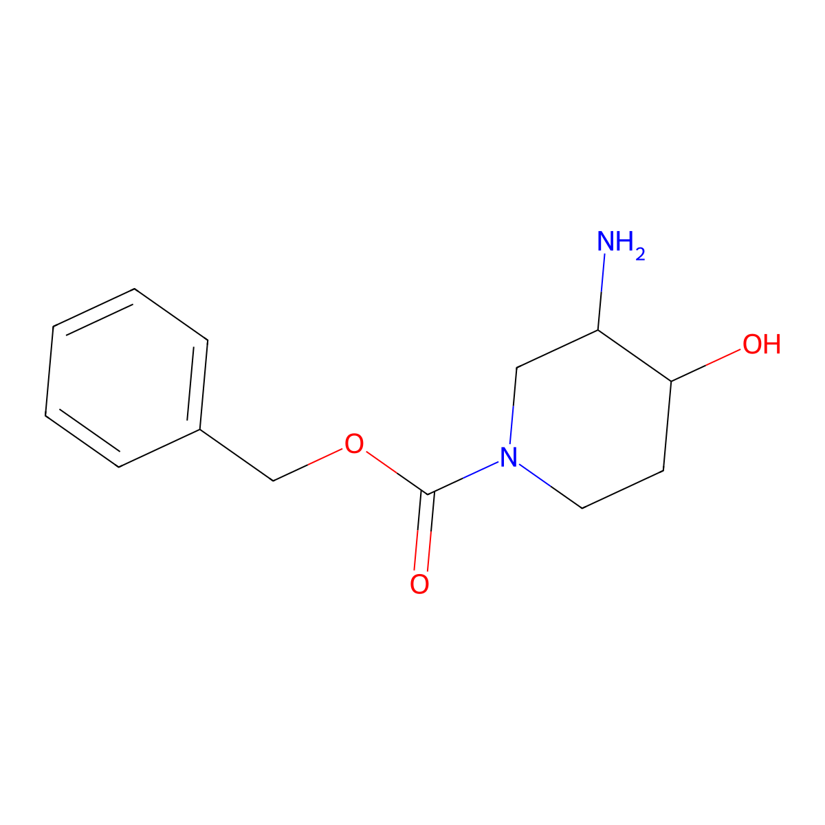 (3R,4R)-benzyl 3-amino-4-hydroxypiperidine-1-carboxylate molecular structure, CAS 1270497-22-7