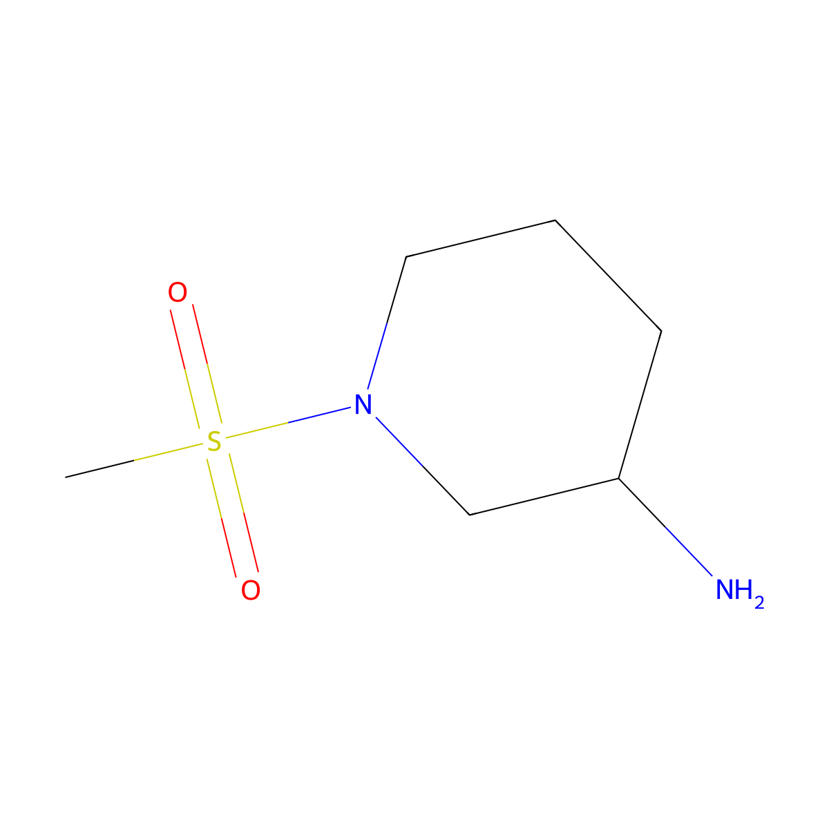 (3S)-1-methanesulfonylpiperidin-3-amine molecular structure, CAS 1270498-32-2
