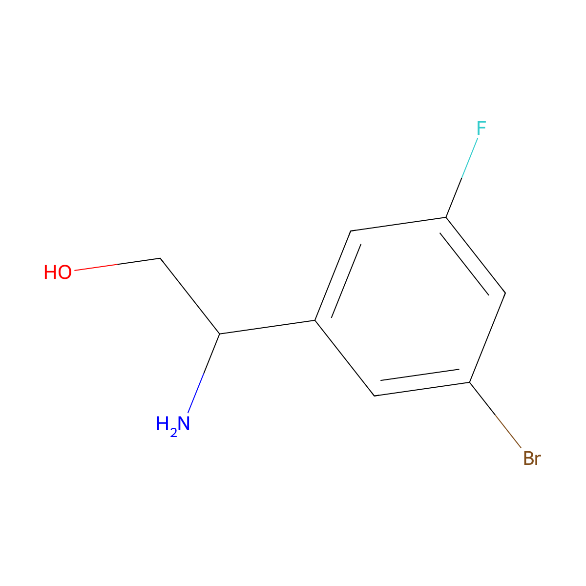 2-Amino-2-(3-bromo-5-fluorophenyl)ethan-1-ol molecular structure, CAS 1270498-59-3