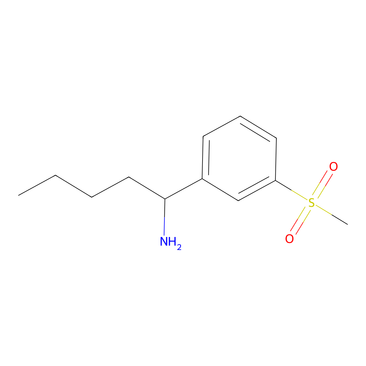 1-(3-(Methylsulfonyl)phenyl)pentan-1-amine molecular structure, CAS 1270499-14-3