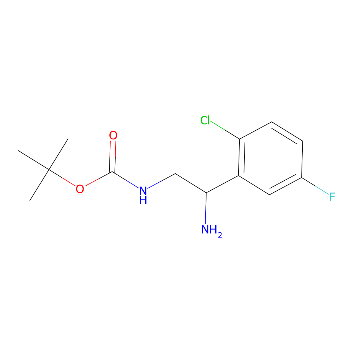 tert-butyl N-[2-amino-2-(2-chloro-5-fluorophenyl)ethyl]carbamate molecular structure, CAS 1270504-28-3
