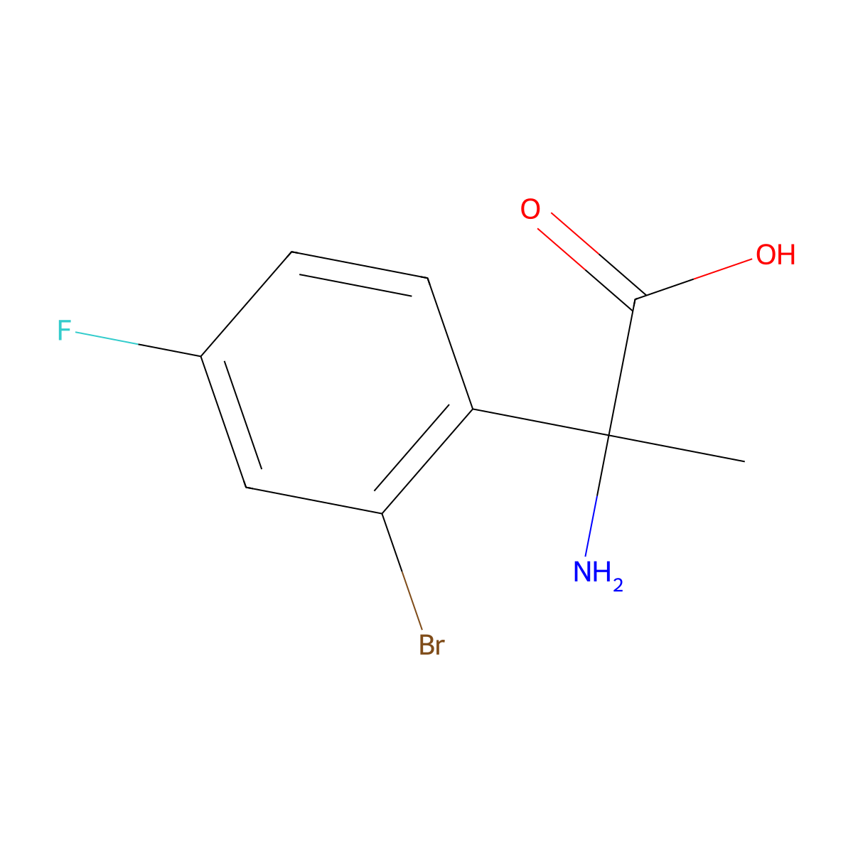 2-Amino-2-(2-bromo-4-fluorophenyl)propanoic acid molecular structure, CAS 1270505-27-5