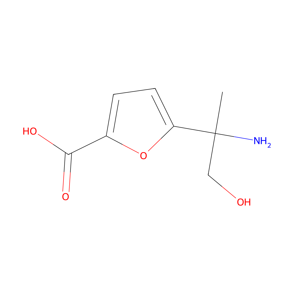 5-(2-Amino-1-hydroxypropan-2-yl)furan-2-carboxylic acid molecular structure, CAS 1270507-04-4