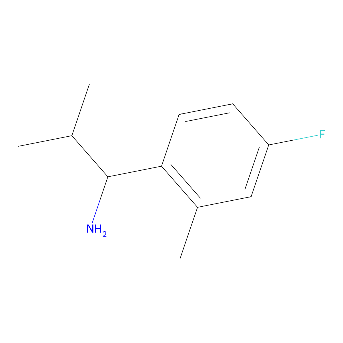 1-(4-Fluoro-2-methylphenyl)-2-methylpropan-1-amine molecular structure, CAS 1270507-81-7