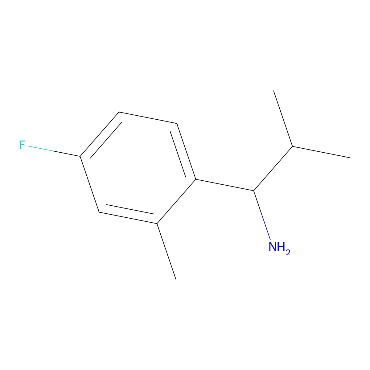 1-(4-Fluoro-2-methylphenyl)-2-methylpropan-1-amine molecular structure, CAS 1270507-81-7