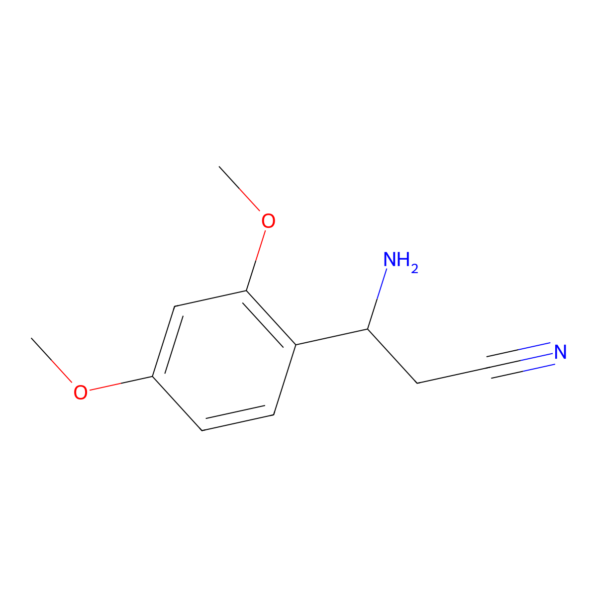 3-Amino-3-(2,4-dimethoxyphenyl)propanenitrile molecular structure, CAS 1270510-54-7