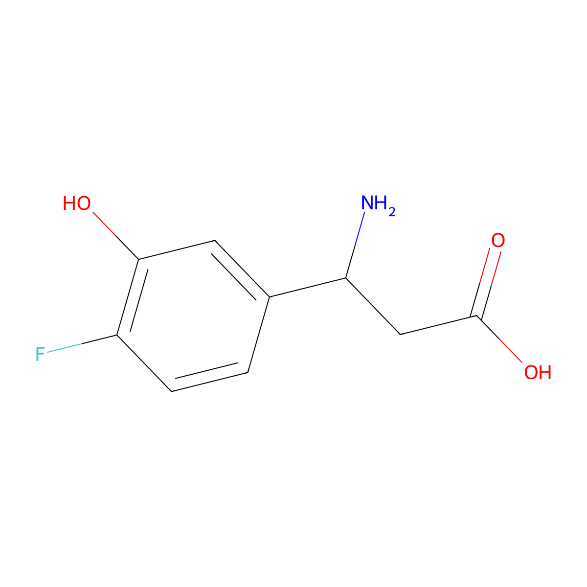 3-Amino-3-(4-fluoro-3-hydroxyphenyl)propanoic acid molecular structure, CAS 1270511-29-9