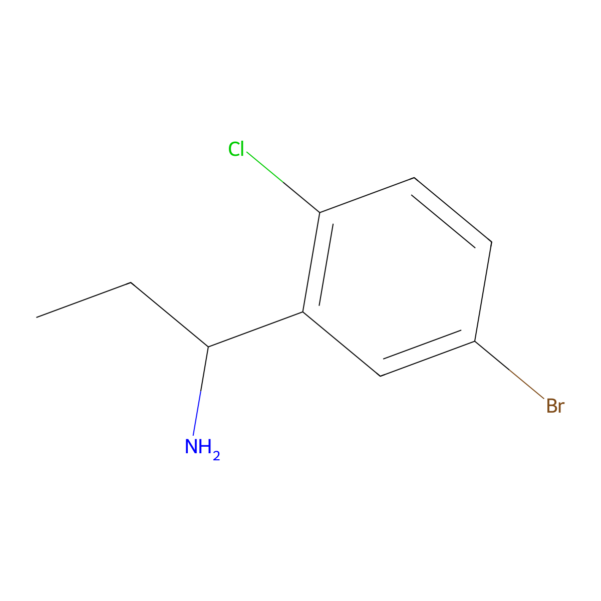1-(5-Bromo-2-chlorophenyl)propan-1-amine molecular structure, CAS 1270514-47-0