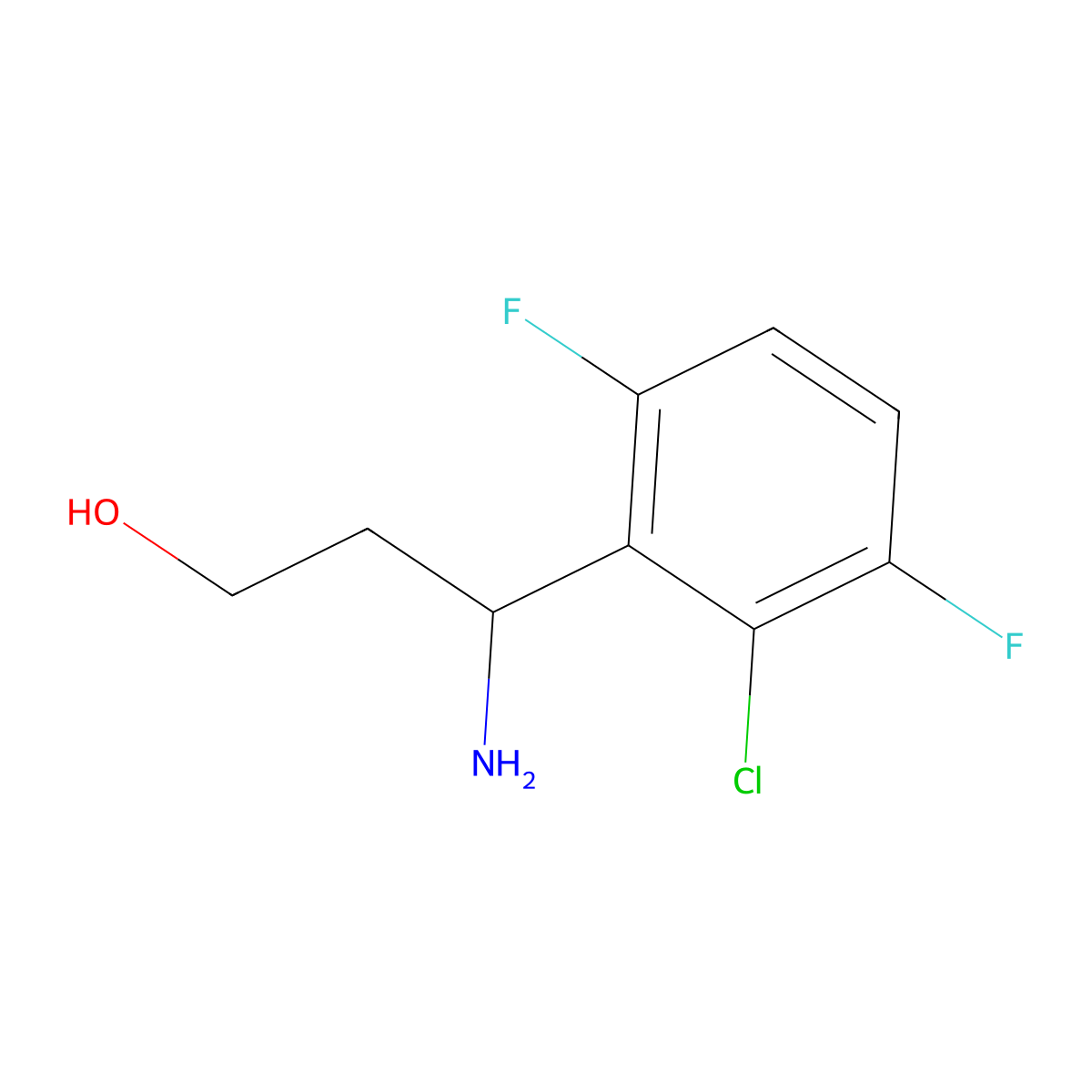 3-Amino-3-(2-chloro-3,6-difluorophenyl)propan-1-ol molecular structure, CAS 1270516-29-4