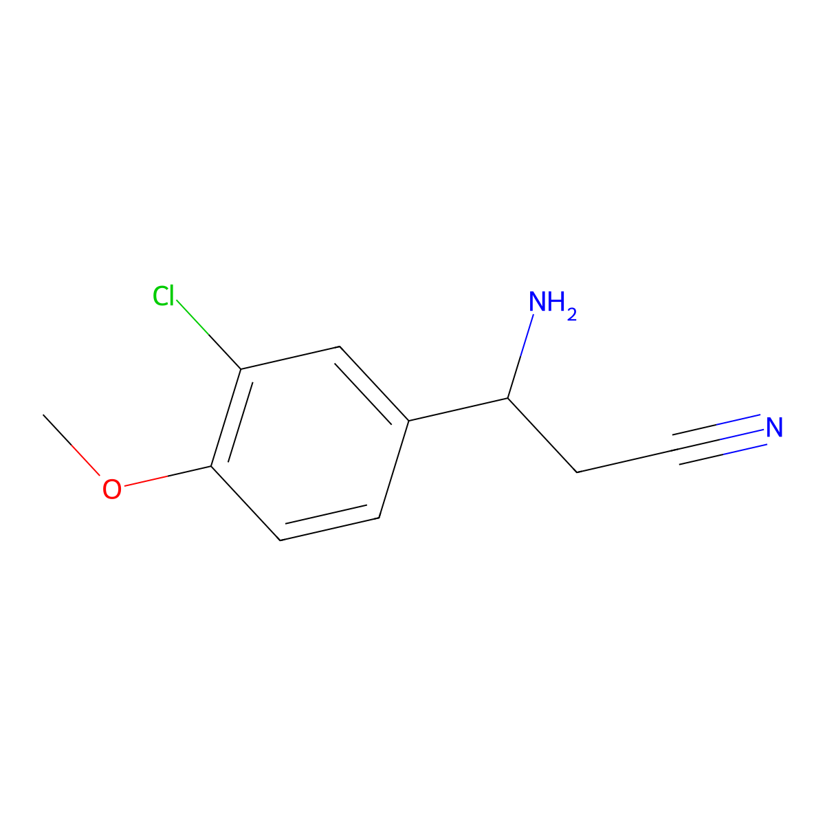 3-Amino-3-(3-chloro-4-methoxyphenyl)propanenitrile molecular structure, CAS 1270518-00-7