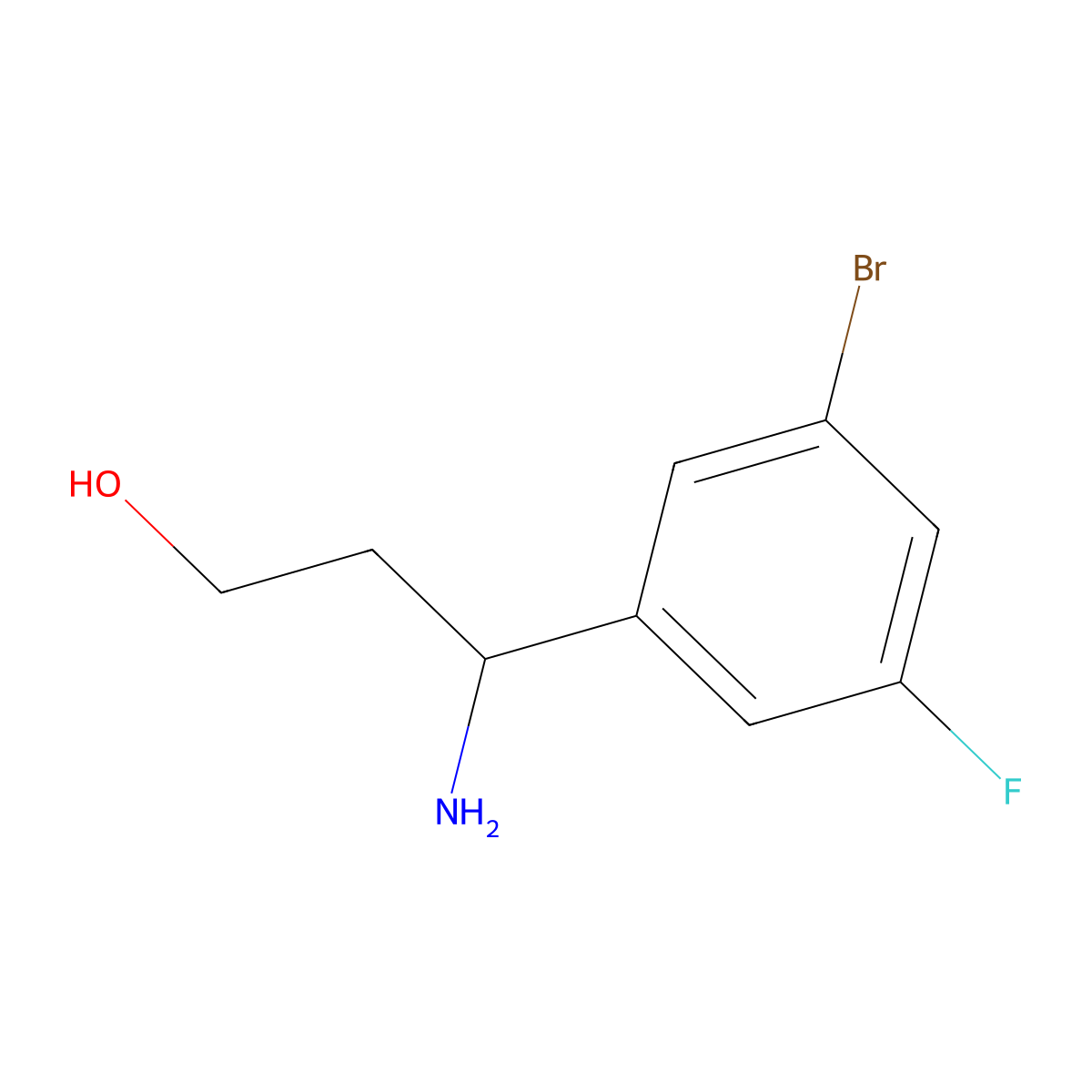 3-Amino-3-(3-bromo-5-fluorophenyl)propan-1-ol molecular structure, CAS 1270518-19-8