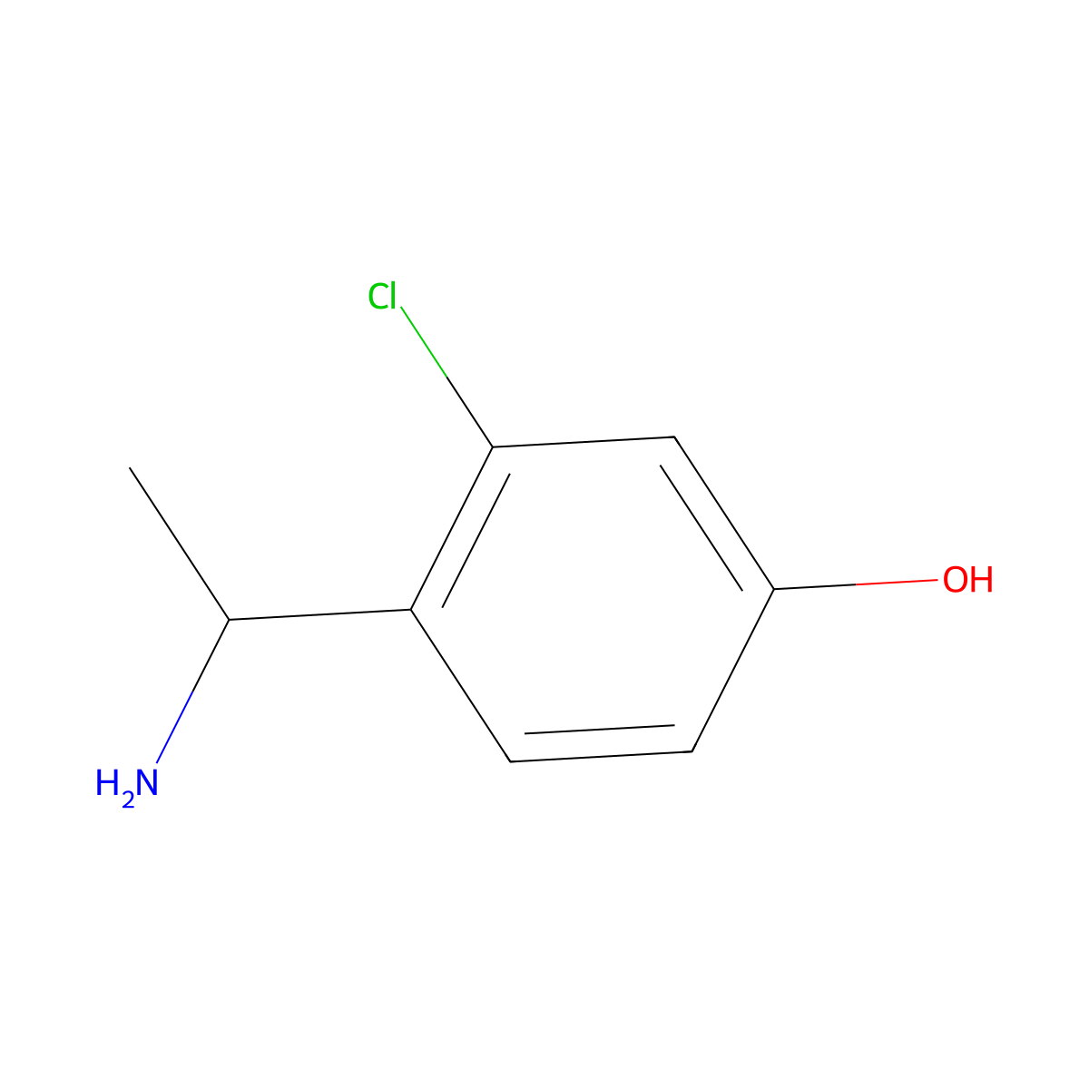 4-(1-Aminoethyl)-3-chlorophenol molecular structure, CAS 1270522-26-3