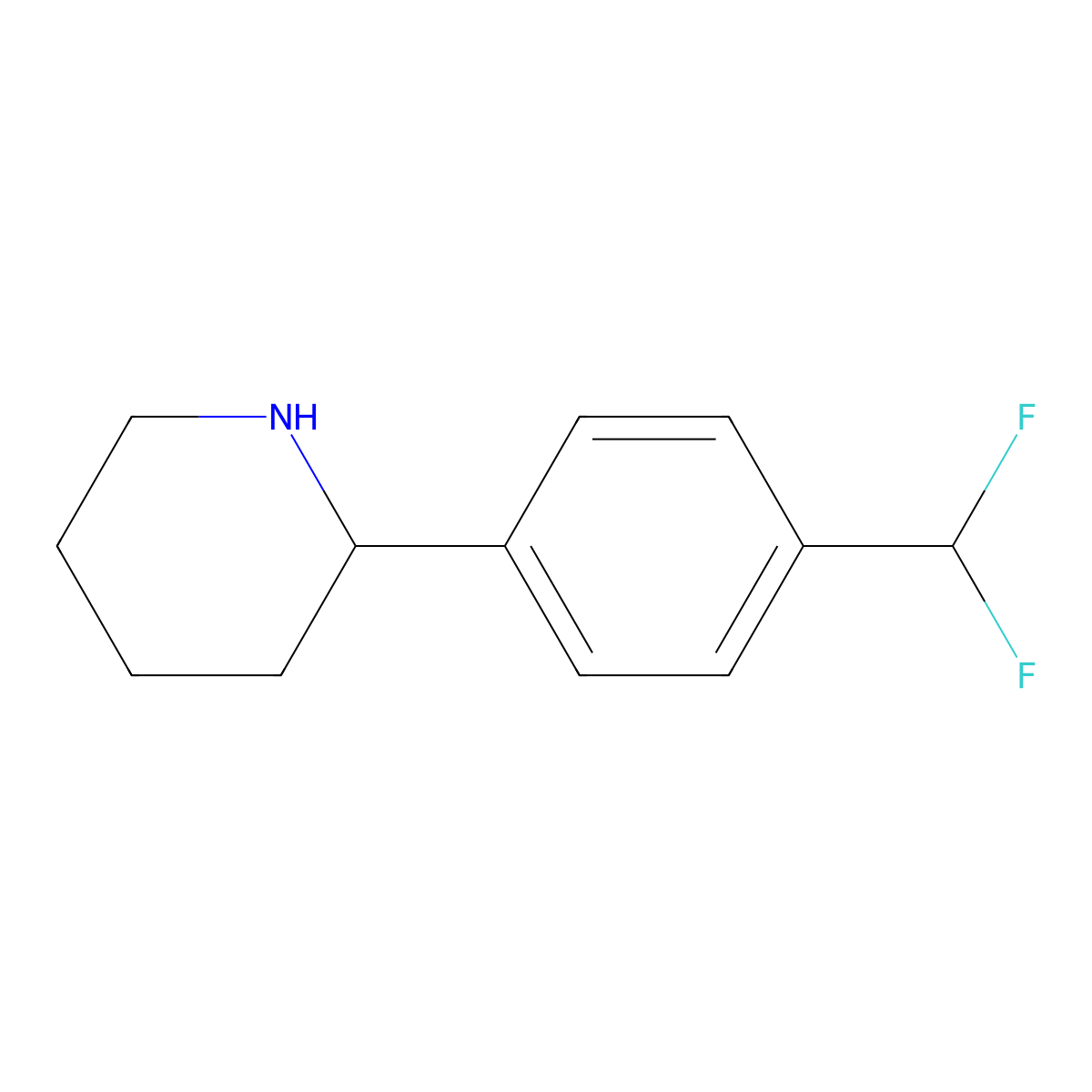 2-(4-(Difluoromethyl)phenyl)piperidine molecular structure, CAS 1270526-07-2