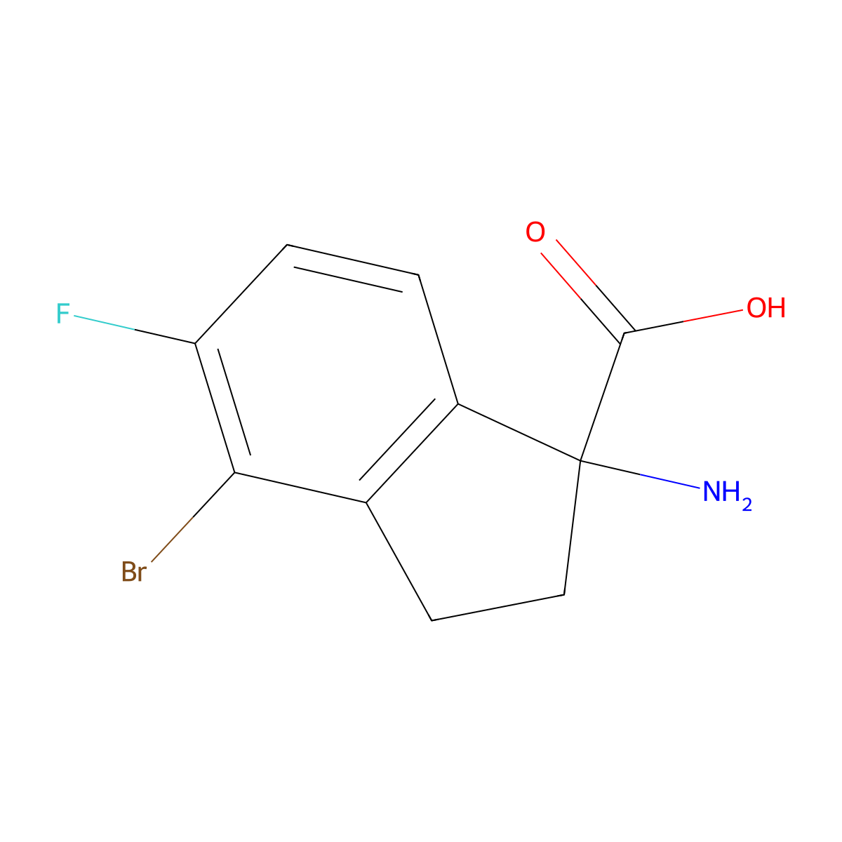 1-amino-4-bromo-5-fluoro-2,3-dihydro-1H-indene-1-carboxylic acid molecular structure, CAS 1270526-08-3