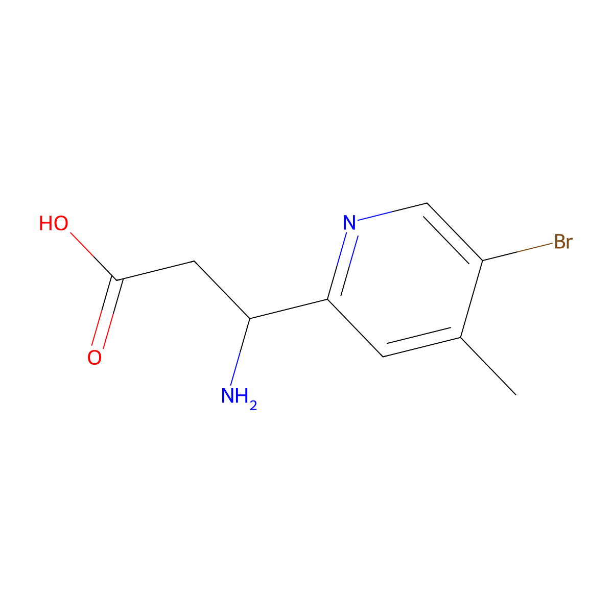 3-Amino-3-(5-bromo-4-methylpyridin-2-yl)propanoic acid molecular structure, CAS 1270528-01-2
