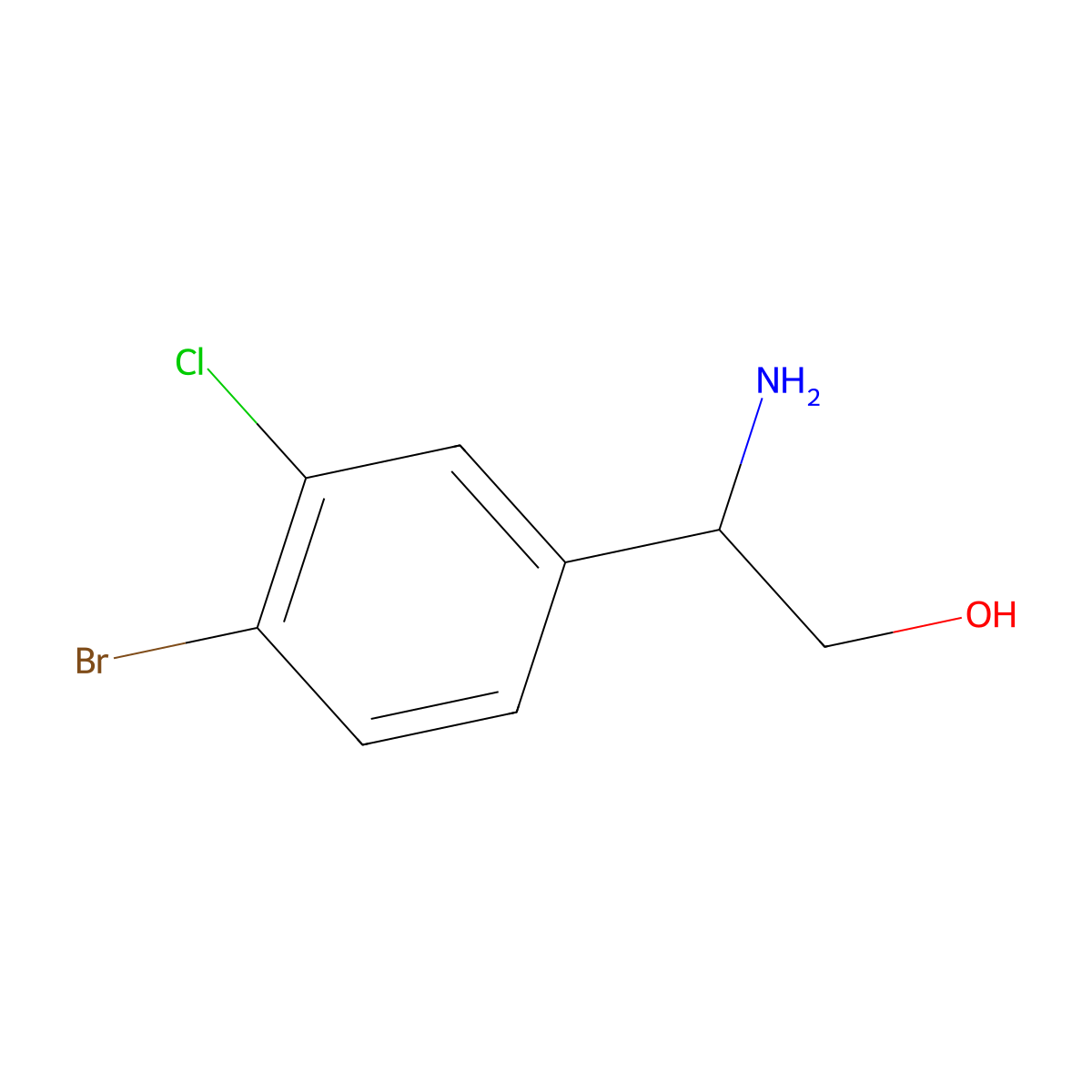 2-Amino-2-(4-bromo-3-chlorophenyl)ethan-1-ol molecular structure, CAS 1270528-16-9