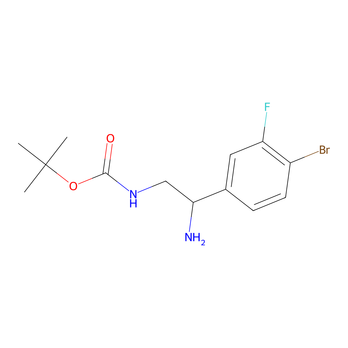 tert-butyl N-[2-amino-2-(4-bromo-3-fluorophenyl)ethyl]carbamate molecular structure, CAS 1270530-50-1