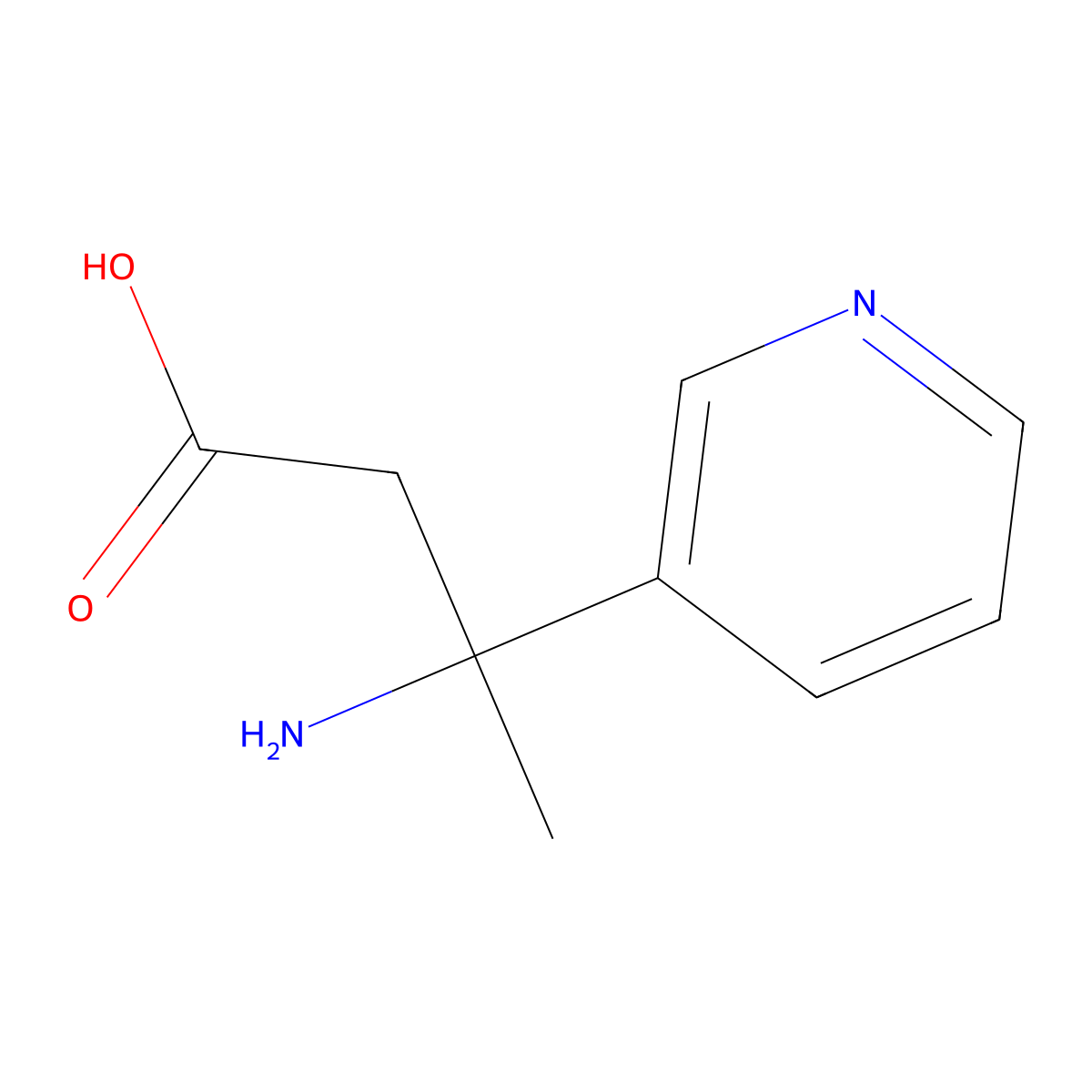 3-Amino-3-(pyridin-3-yl)butanoic acid molecular structure, CAS 1270537-51-3