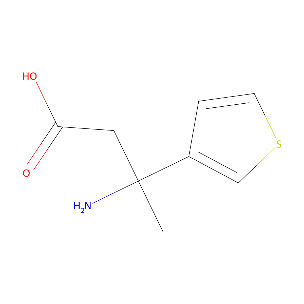 3-Amino-3-(thiophen-3-YL)butanoic acid molecular structure, CAS 1270538-11-8