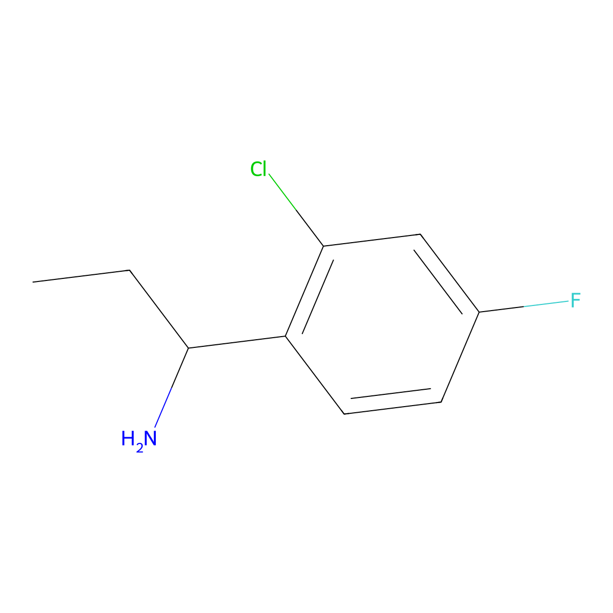 1-(2-Chloro-4-fluorophenyl)propan-1-amine molecular structure, CAS 1270539-95-1