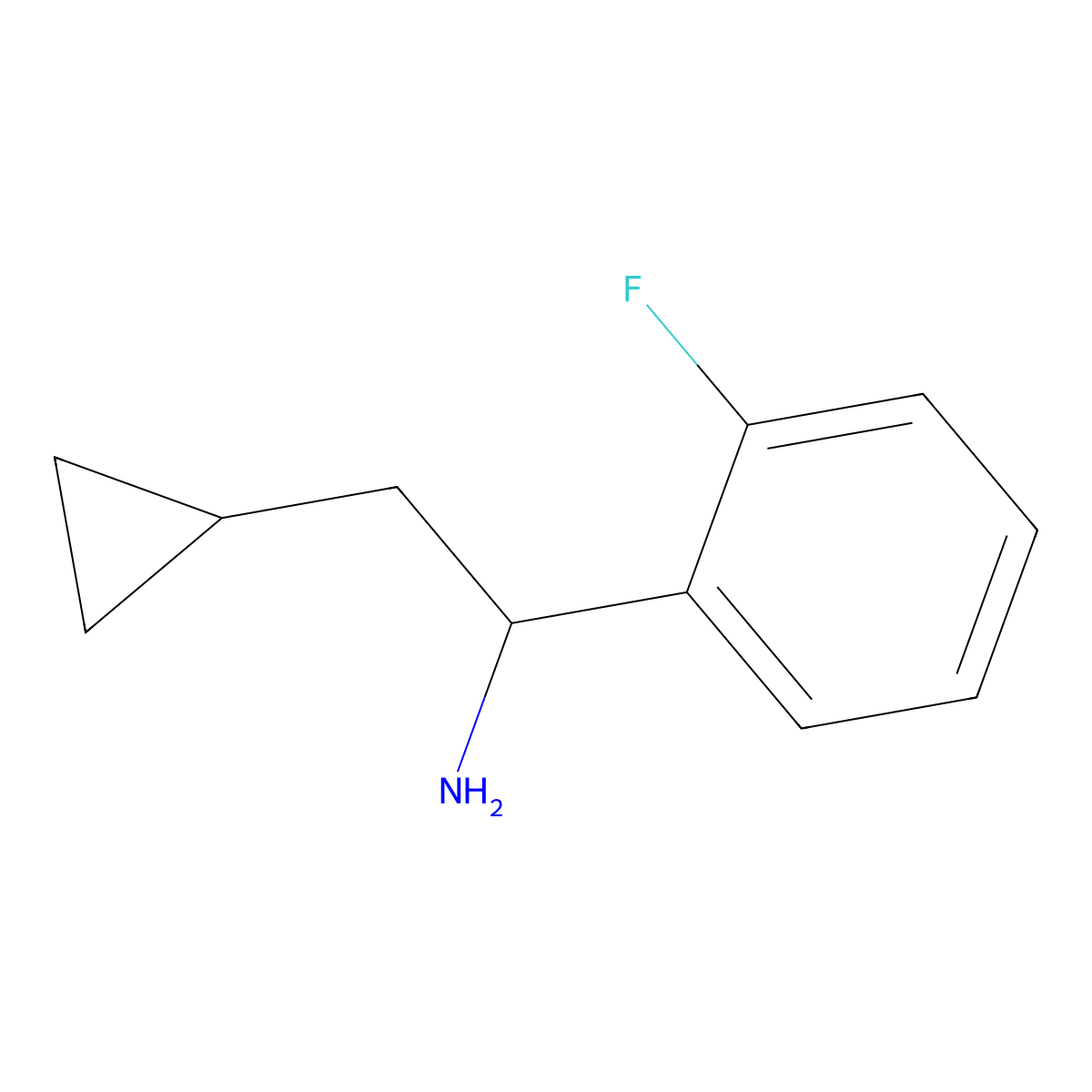 2-Cyclopropyl-1-(2-fluorophenyl)ethan-1-amine molecular structure, CAS 1270540-31-2